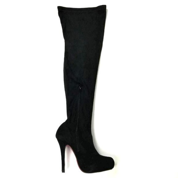 Ami Club Wear Louis Knee High Heel Tall Boots Black Size 6 Red Sole - Picture 1 of 9